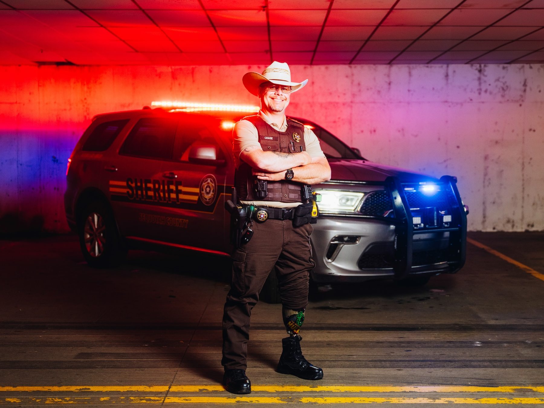 Deputy with prosthetic